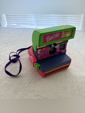 Vintage Mattel 98 Barbie Polaroid Instant 600 Camera With Strap Tested Working